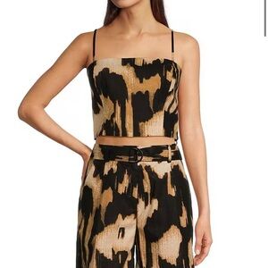 Le’ AL.X Abstract Ikat Printed Sleeveless Square Neckline Bra Top M